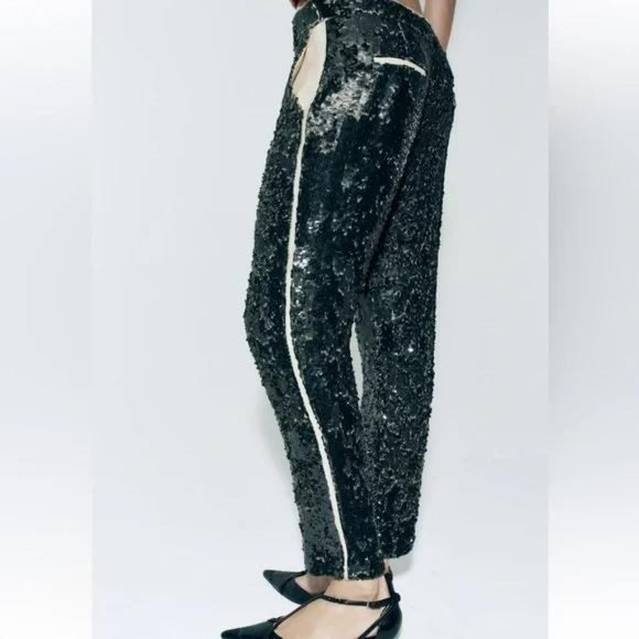 ZARA SEQUIN PANTS ZW COLLECTION - Picture 3 of 5